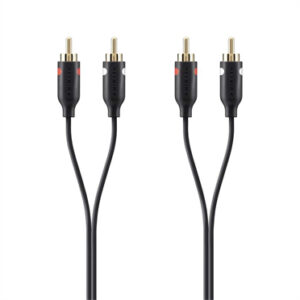 CABLE AUDIO 2XRCA 2áM  NOIR CONNECTEURS M PLAQUéS OR