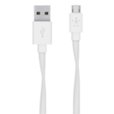 CABLE PLAT MICRO USB BLANC 2,4 A - 1,8 m