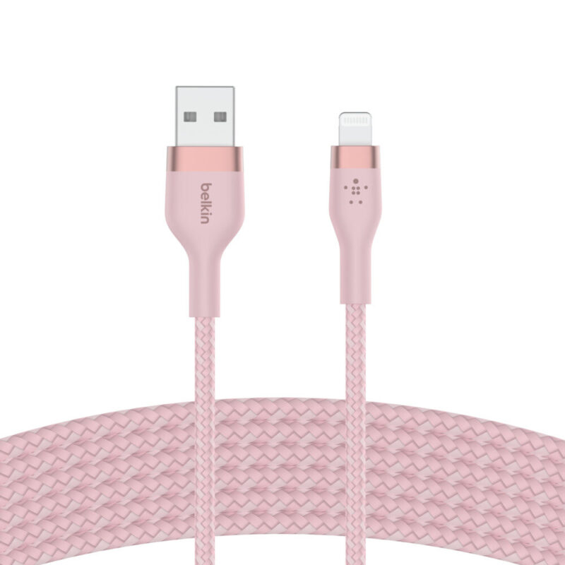 Cbl tresse USB-A LTG 1M rose Belkin Cbl Silicone tresse US