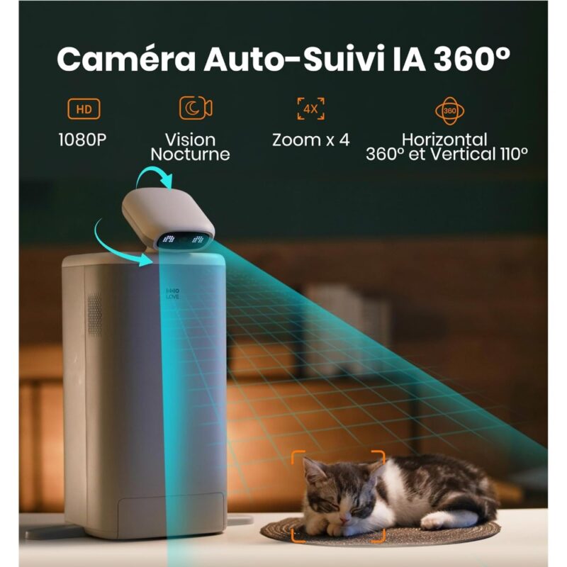 Distributeur de croquettes automatique connecté pour chats