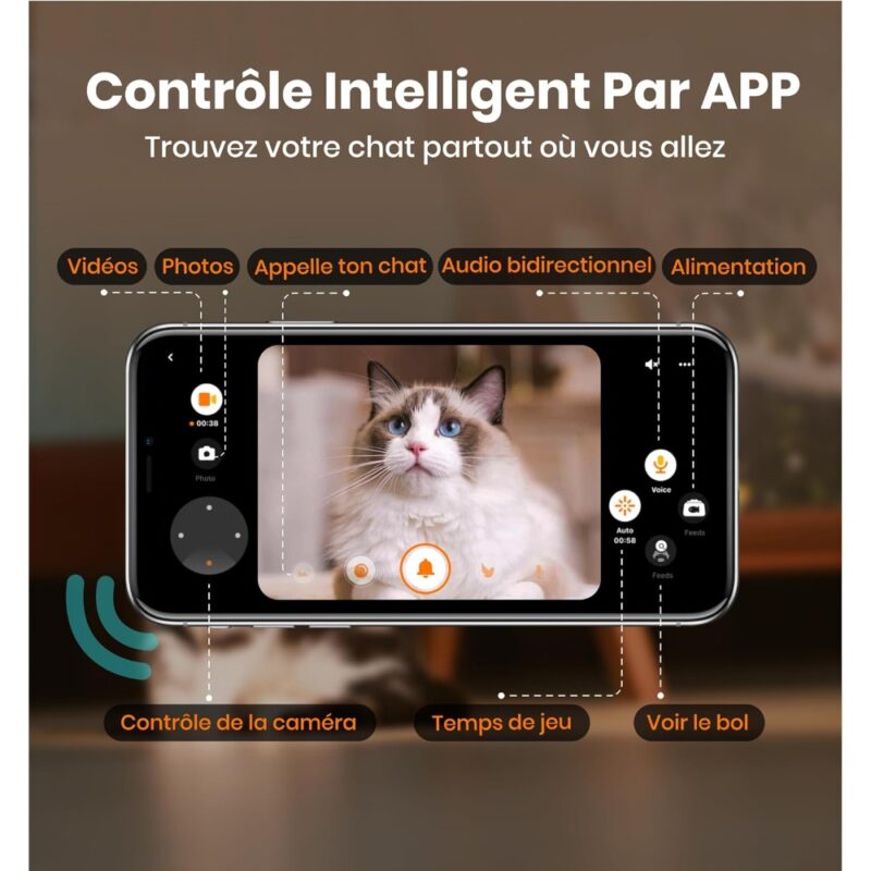 Distributeur de croquettes automatique connecté pour chats