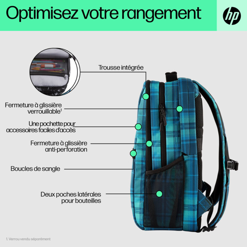 Sac-à-dos 16.1" Campus XL pour ordinateur portable - Bleu plaid écossais