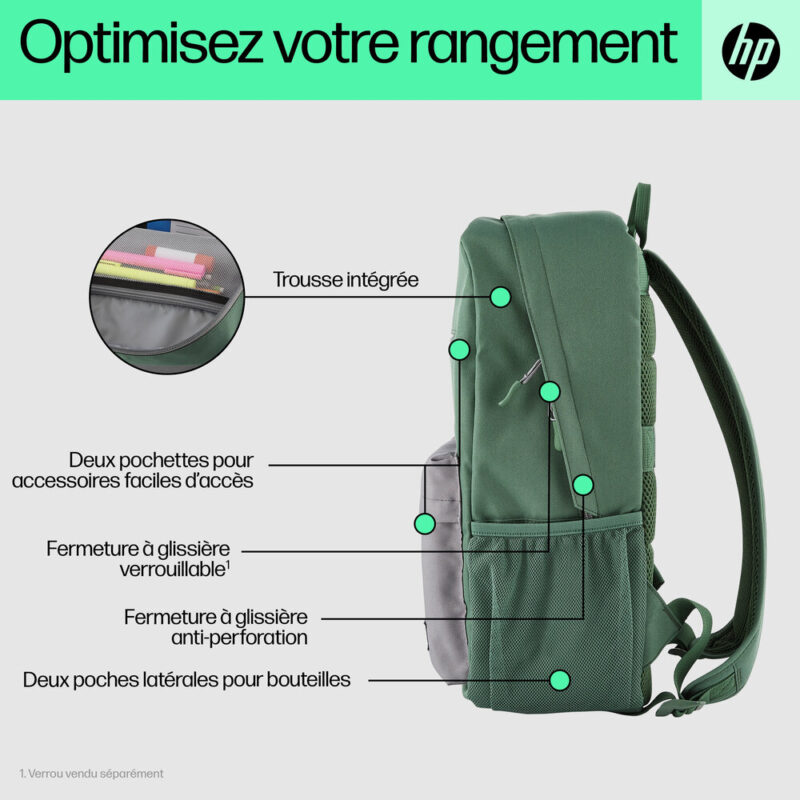 Sac-à-dos 15.6" Campus pour ordinateur portable - Vert & Gris