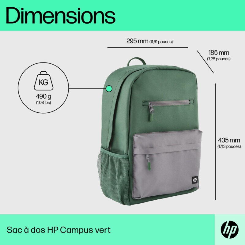 Sac-à-dos 15.6" Campus pour ordinateur portable - Vert & Gris