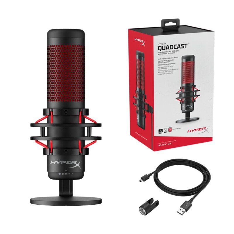 Microphone gaming/streaming filaire QuadCast - Noir & Rouge