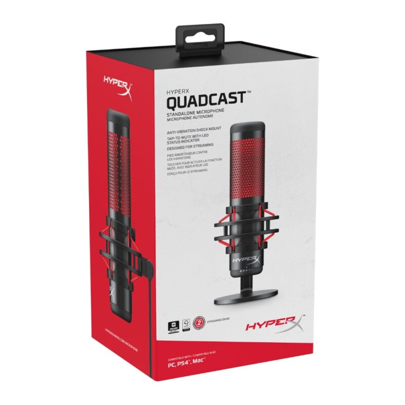 Microphone gaming/streaming filaire QuadCast - Noir & Rouge