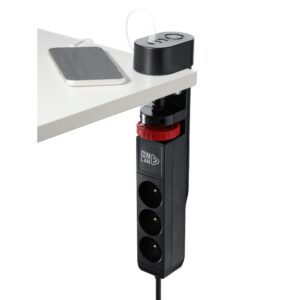 Multiprise de bureau (avec pince) 3 en 1 Smart Socket - Noir