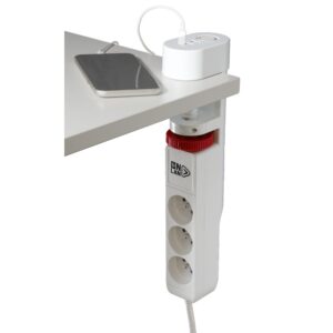 Multiprise de bureau (avec pince) 3 en 1 Smart Socket - Blanc