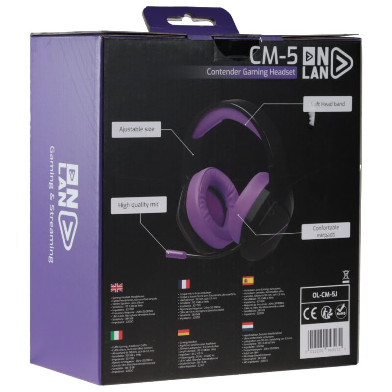 Casque-micro gaming CM-5 pour PC / PS4 / PS5 / Xbox / Nintendo Switch - Noir & Violet