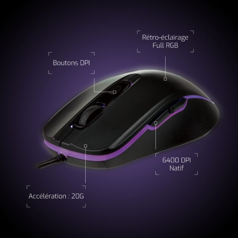 Souris gaming optique filaire SO-30 - Noir