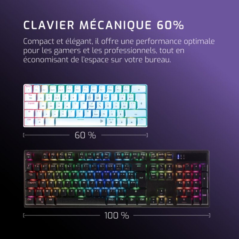 Clavier gaming mécanique TKL rétroélairé CA-150 - Blanc