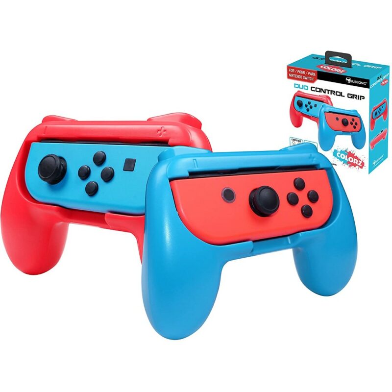 Subsonic Pack 2 poignées de confort (grips) pour manettes Joy-Con Nintendo Switch - Rouge & Bleu