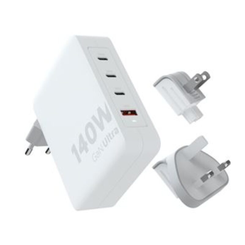 Chargeur secteur GaN-Ultra avec adaptateurs voyage & câble USB-C 2m - Blanc