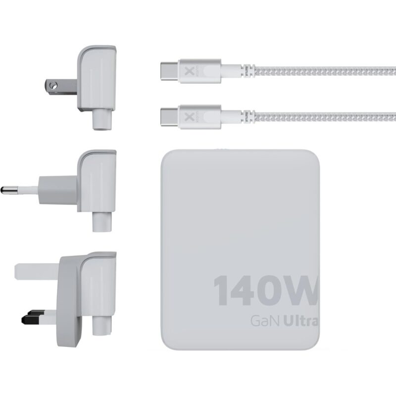 Chargeur secteur GaN-Ultra avec adaptateurs voyage & câble USB-C 2m - Blanc